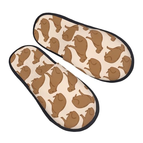 Brown Capybara Slippers for Women, Womens Slippers Winter House Shoes, Anti-Skid Slippers - bellbottoms