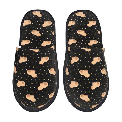 Capybaras Star Slippers for Women, Womens Slippers Winter House Shoes, Anti-Skid Slippers - bellbottoms