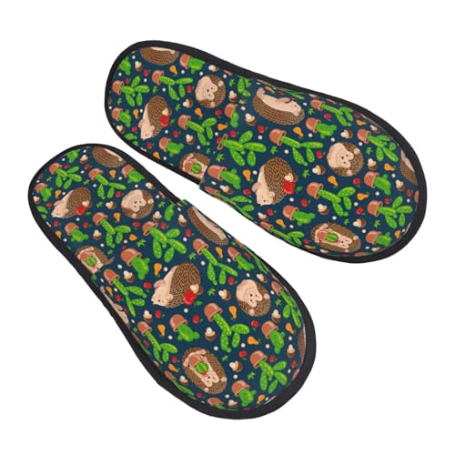 Cute Hedgehogs Cactus Blue Slippers for Women, Womens Slippers Winter House Shoes, Anti-Skid Slippers - bellbottoms