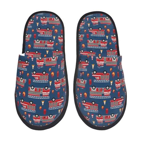 Fire Truck 1 Slippers for Women, Womens Slippers Winter House Shoes, Anti-Skid Slippers - bellbottoms