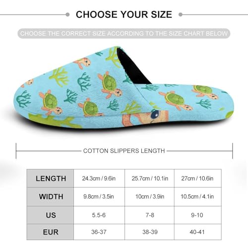 Sea Turtle Women's Slippers Cute Warm House Shoes Home Slippers Spa Slippers Cotton Slippers - bellbottoms