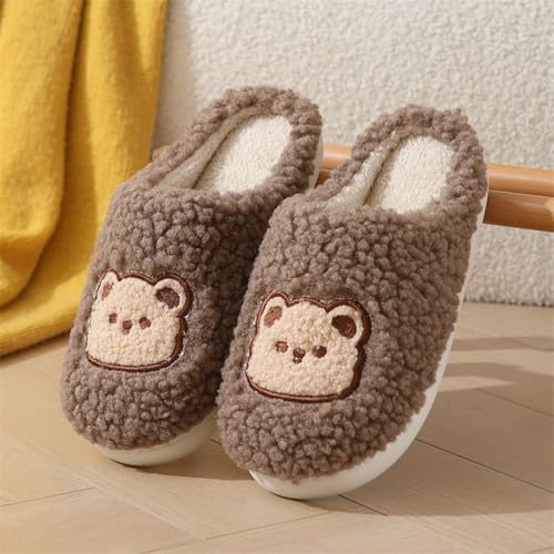 Slippers for Women Fuzzy Memory Foam Comfortable Winter Slippers Trendy Cute Bear Warm Soft Indoor Womens Slippers - bellbottoms