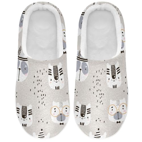 JUNZAN Little Cute Fox House Cotton Slipper Memory Foam Slippers for Men House Shoes for Home Funny Gifts 6-7 - bellbottoms
