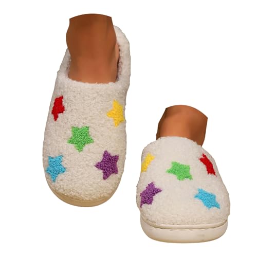 Slippers for Women Fuzzy Memory Foam Comfortable Winter Slippers Trendy Stars Indoor Warm Soft Womens Slippers - bellbottoms