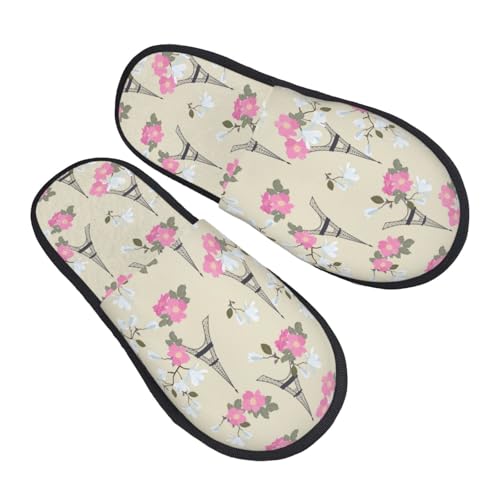 Eiffel flower Towers Slippers for Women, Womens Slippers Winter House Shoes, Anti-Skid Slippers - bellbottoms