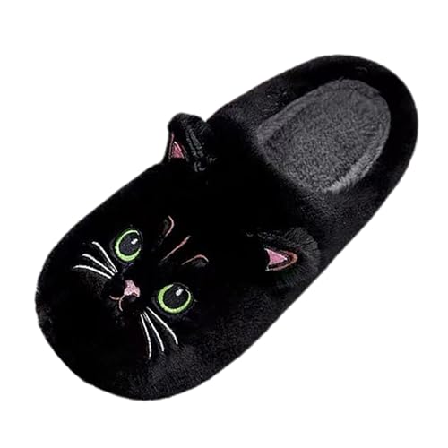 Slippers for Women Fuzzy Cat Soft Warm House Slides Indoor Marshmallow Lightweight Slip-on Winter Animal Slippers - bellbottoms