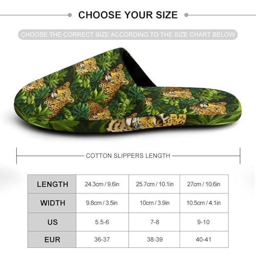 Leopard Tropical Leaves Women's Slippers Cute Warm House Shoes Home Slippers Spa Slippers Cotton Slippers - bellbottoms