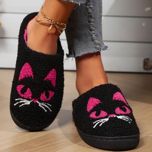 Slippers for Women Fuzzy Memory Foam Comfortable Winter Slippers Cute Cat Indoor Slip on Soft Warm Womens Slippers - bellbottoms