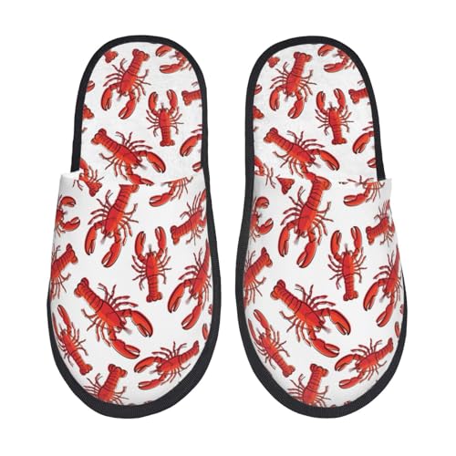 Red Lobster print Slippers for Women, Womens Slippers Winter House Shoes, Anti-Skid Slippers - bellbottoms