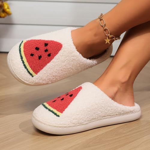 Slippers for Women Fuzzy Memory Foam Comfortable Winter Slippers Cute Watermelons Indoor Soft Warm Womens Slippers - bellbottoms