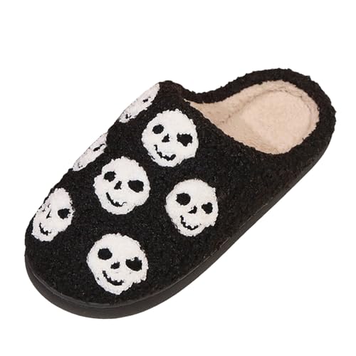 Slippers for Women Fuzzy Memory Foam Comfortable Winter Slippers Skulls Indoor Soft Plush Warm Womens Slippers - bellbottoms