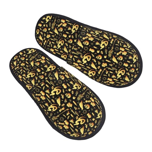 glod Skull snake bird Slippers for Women, Womens Slippers Winter House Shoes, Anti-Skid Slippers - bellbottoms