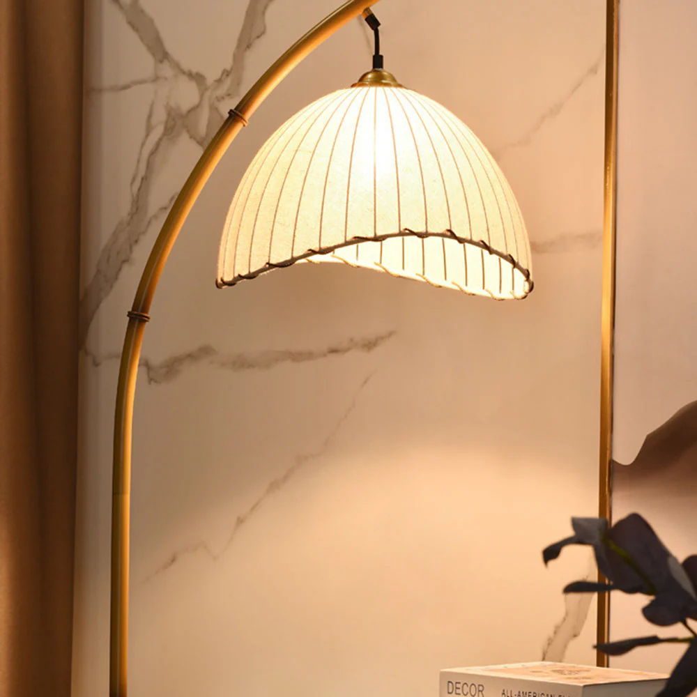 Ozawa Vintage Bamboo Shape Metal Fabric Floor Lamp
