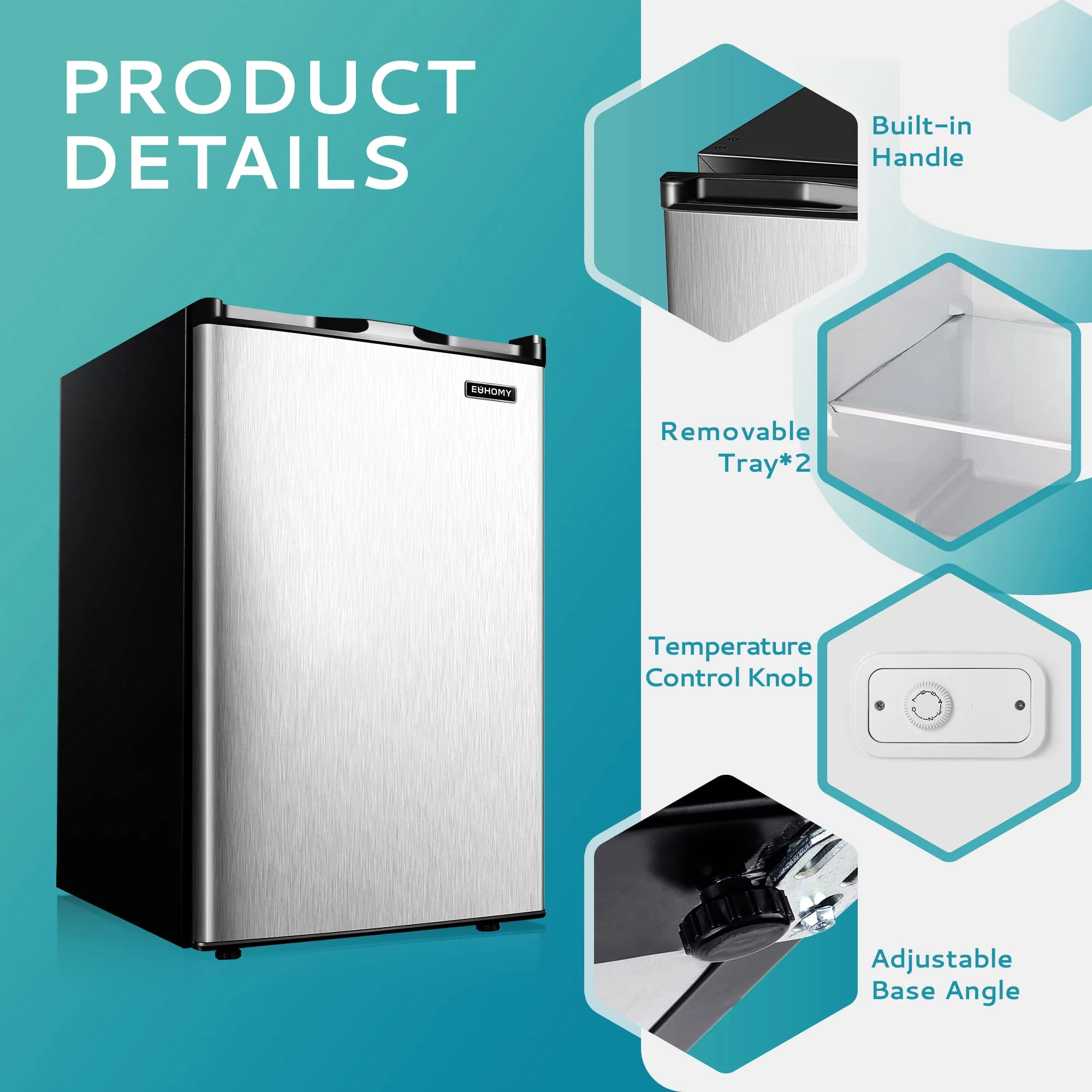 EUHOMY 3.0 Cubic Feet Single Door Mini Upright Freezer