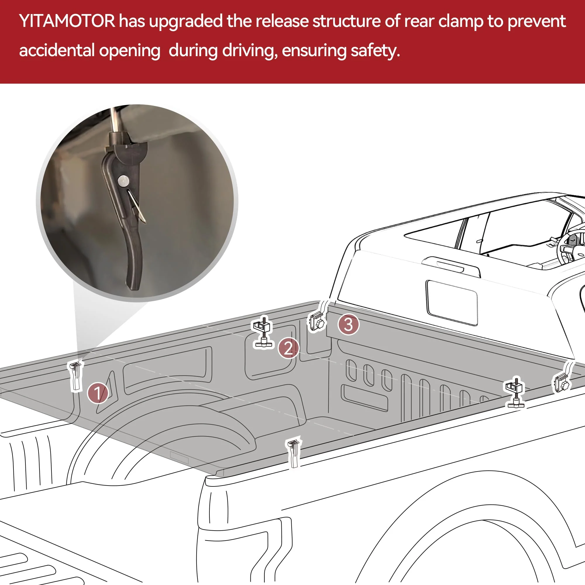 YITAMOTOR Soft Tri-fold Truck Bed Tonneau Cover - Galazeye