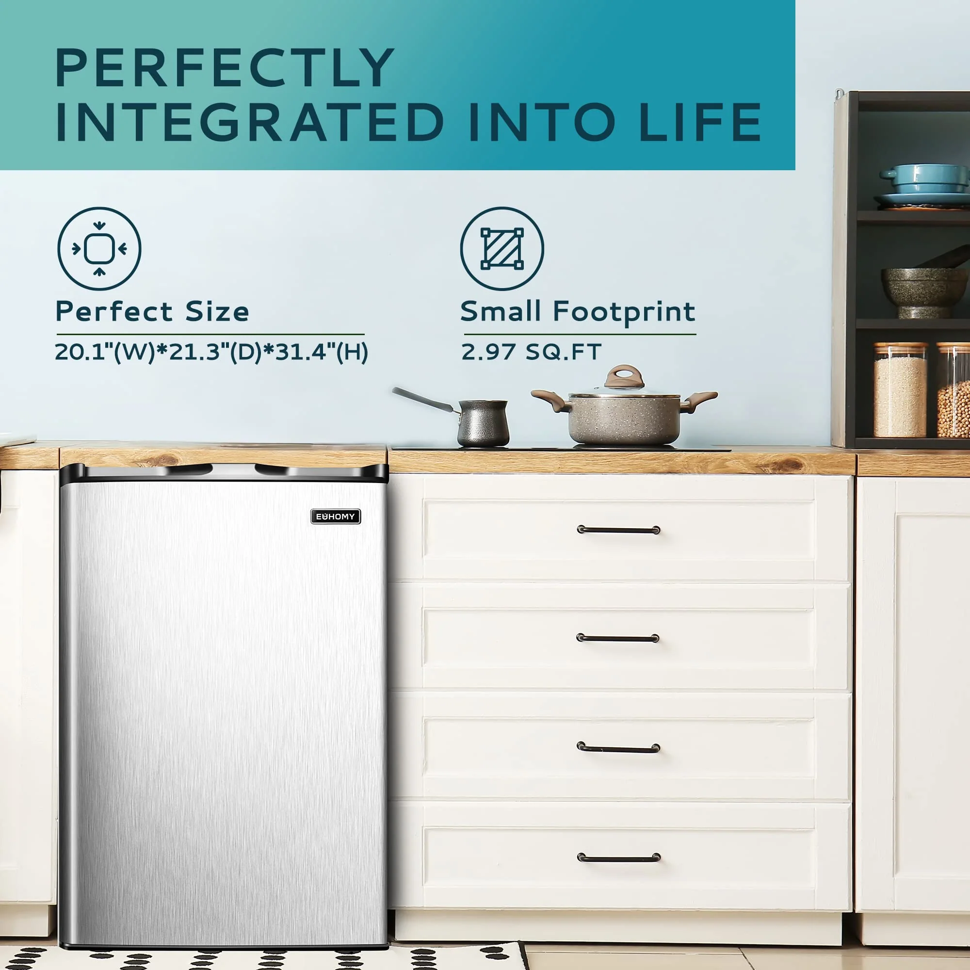 EUHOMY 3.0 Cubic Feet Single Door Mini Upright Freezer