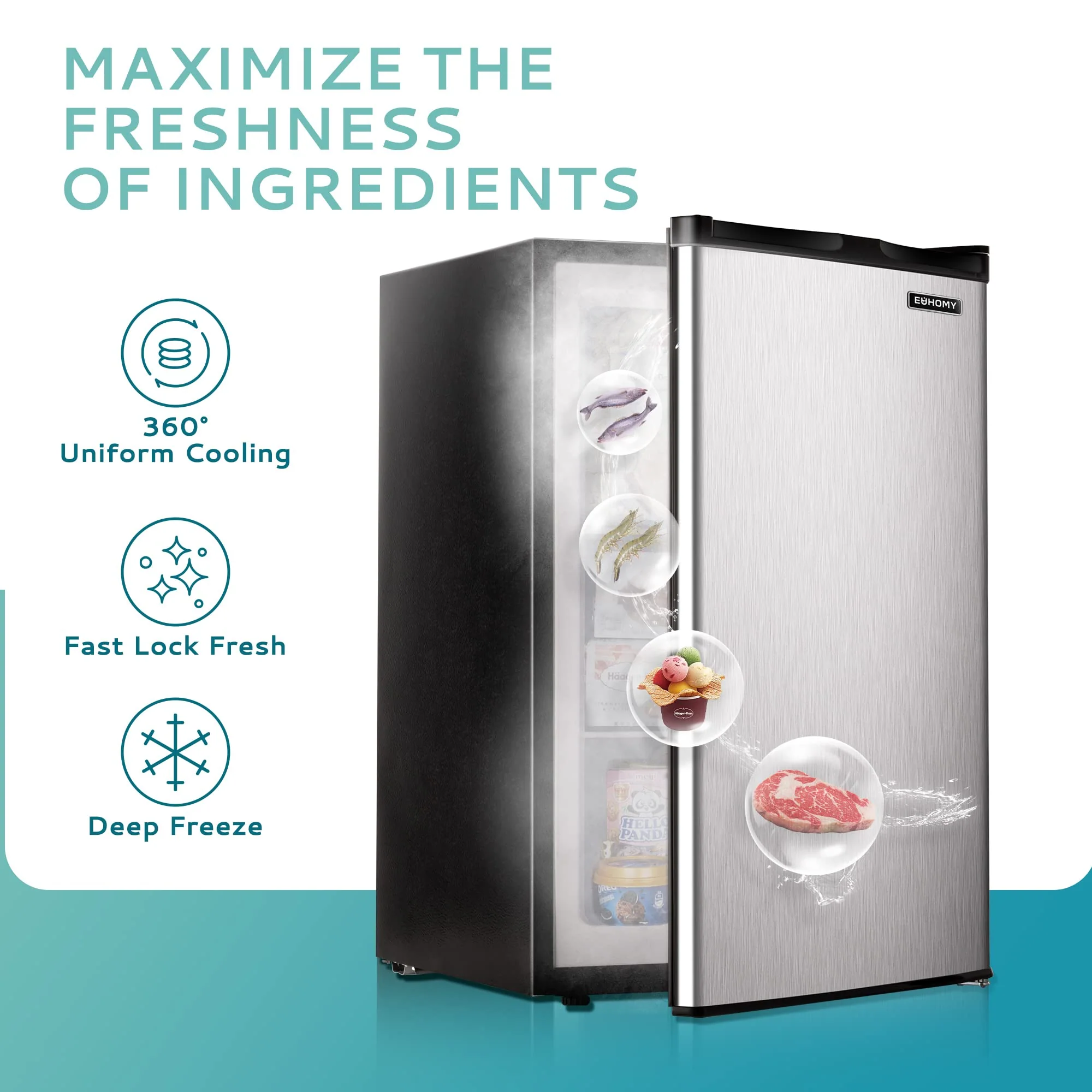 EUHOMY 3.0 Cubic Feet Single Door Mini Upright Freezer