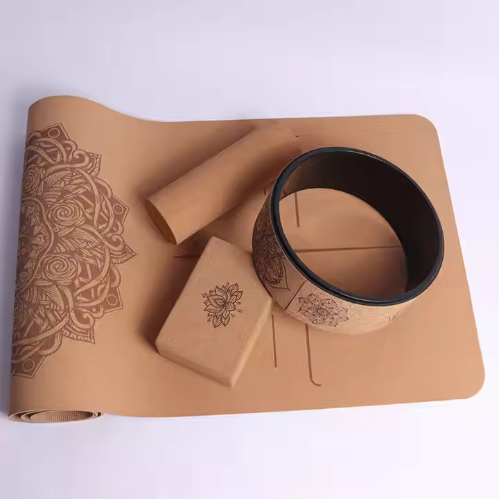 Yoga Mat Starter Kit Set 4-Piece Yoga Kit Includes Yoga Mat 2 Yoga Blocks Yoga Wheel