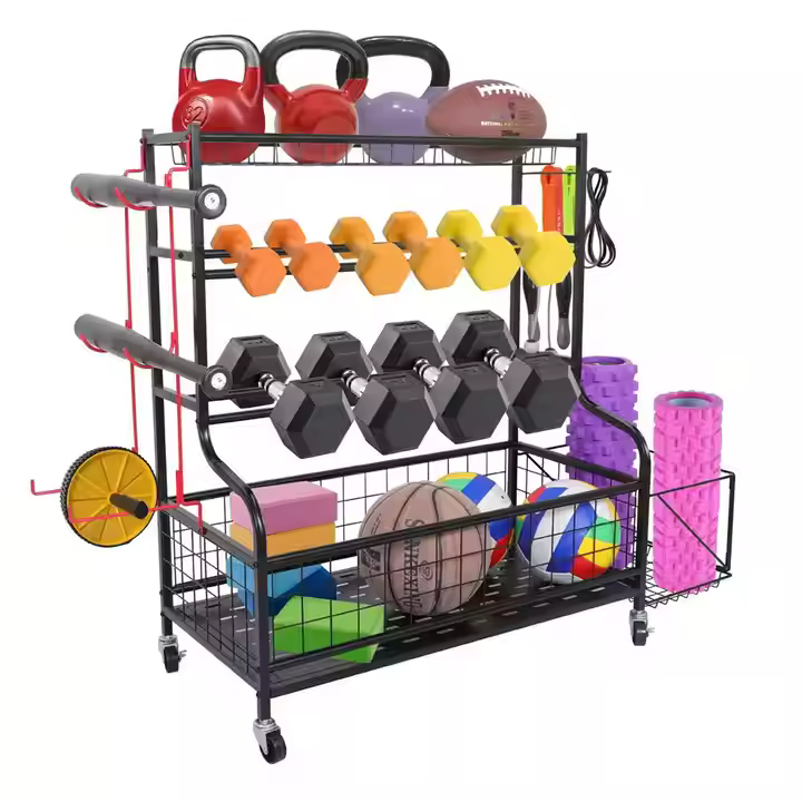 Yoga Mat Storage Rack Home Gym Workout Equipment Storage Rack Cart for Organizing Workout Room