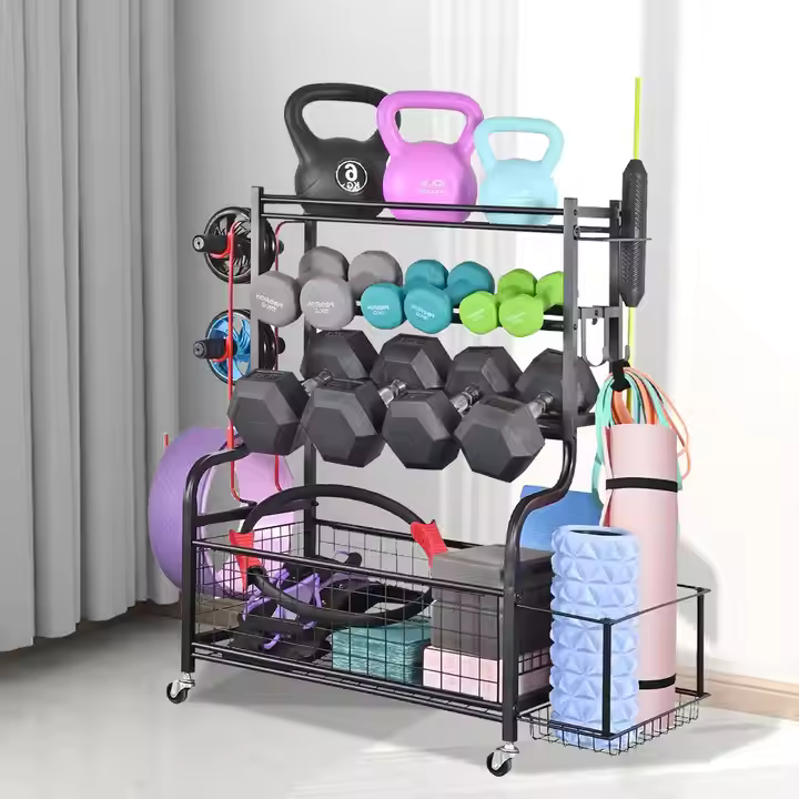 Yoga Mat Storage Rack Home Gym Workout Equipment Storage Rack Cart for Organizing Workout Room
