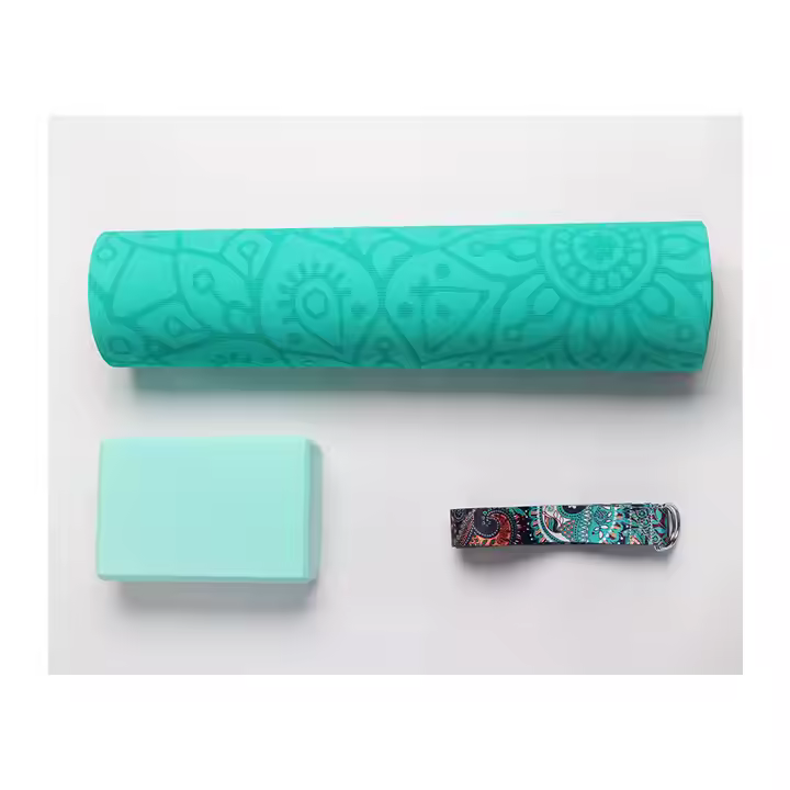 Yoga Mat Starter Kit Set- Include High Density Anti-Tear Exercise Yoga Mat With Carrying Strap 2 Yoga Blocks Yoga Wheel