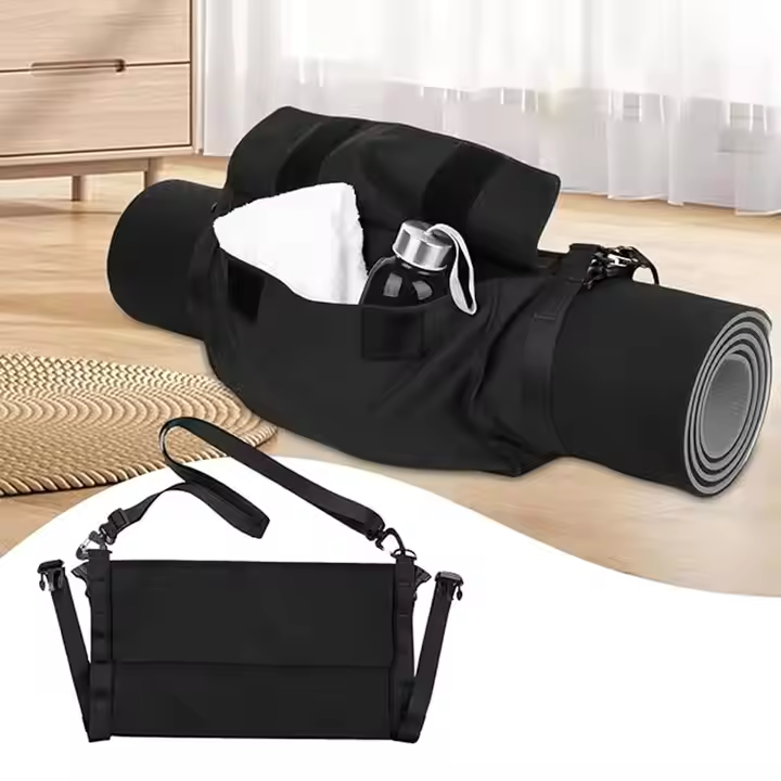 Yoga Mat Roll Bag With Large Full Zipper Pocket Removable Carrying Straps Adjustable Carrier Strap Shoulder Bag
