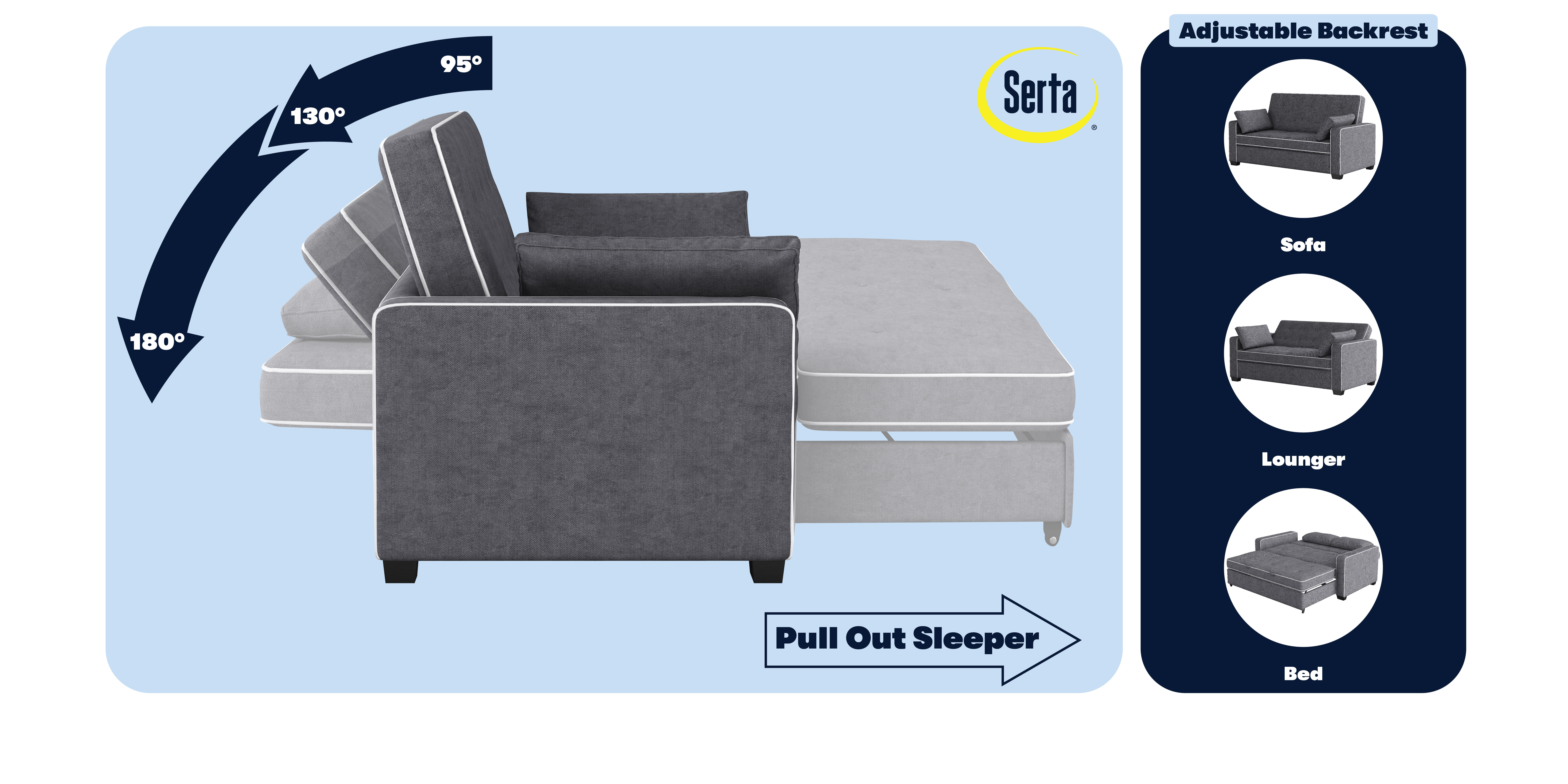 Serta Monroe Full Size Convertible Sleeper Sofa with Cushions