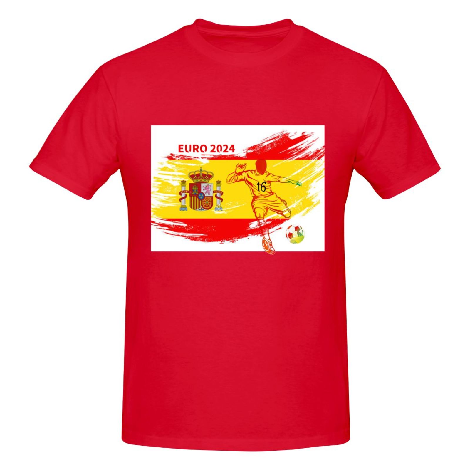 Men's Spain EURO 2024 Basic Short Sleeve T-Shirt BST1753 - Soccerfana