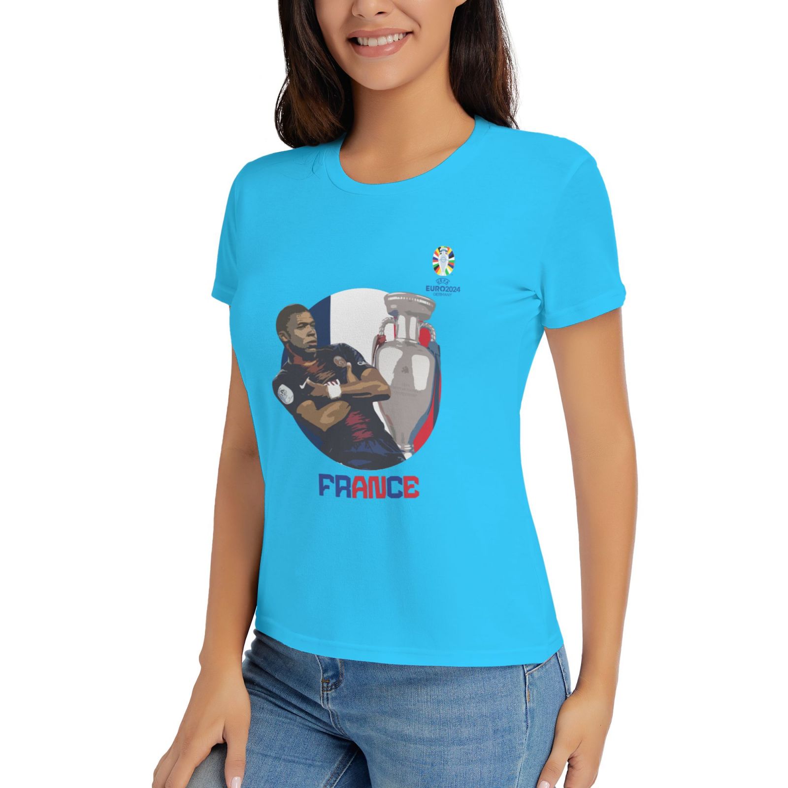 Women's France EURO 2024 Basic Short Sleeve T-Shirt WBT1730 - Soccerfana