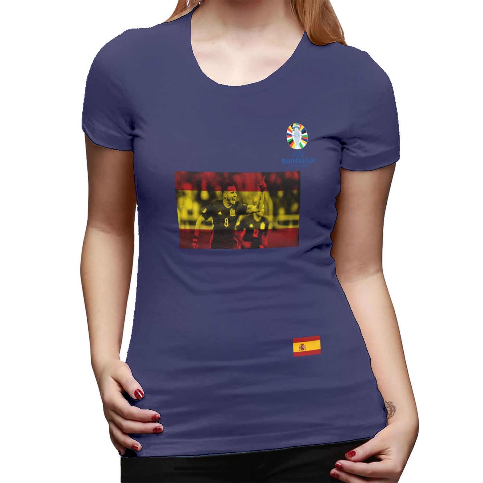 Women's Spain EURO 2024 Basic Short Sleeve T-Shirt WBT1740 - Soccerfana