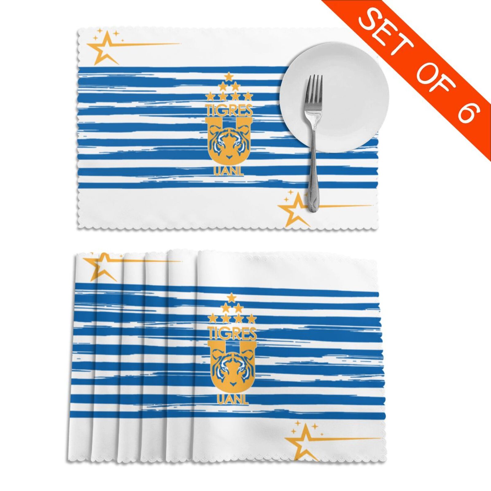 Tigres UANL Placemat Set Of 6 PFD2262 - Soccerfana
