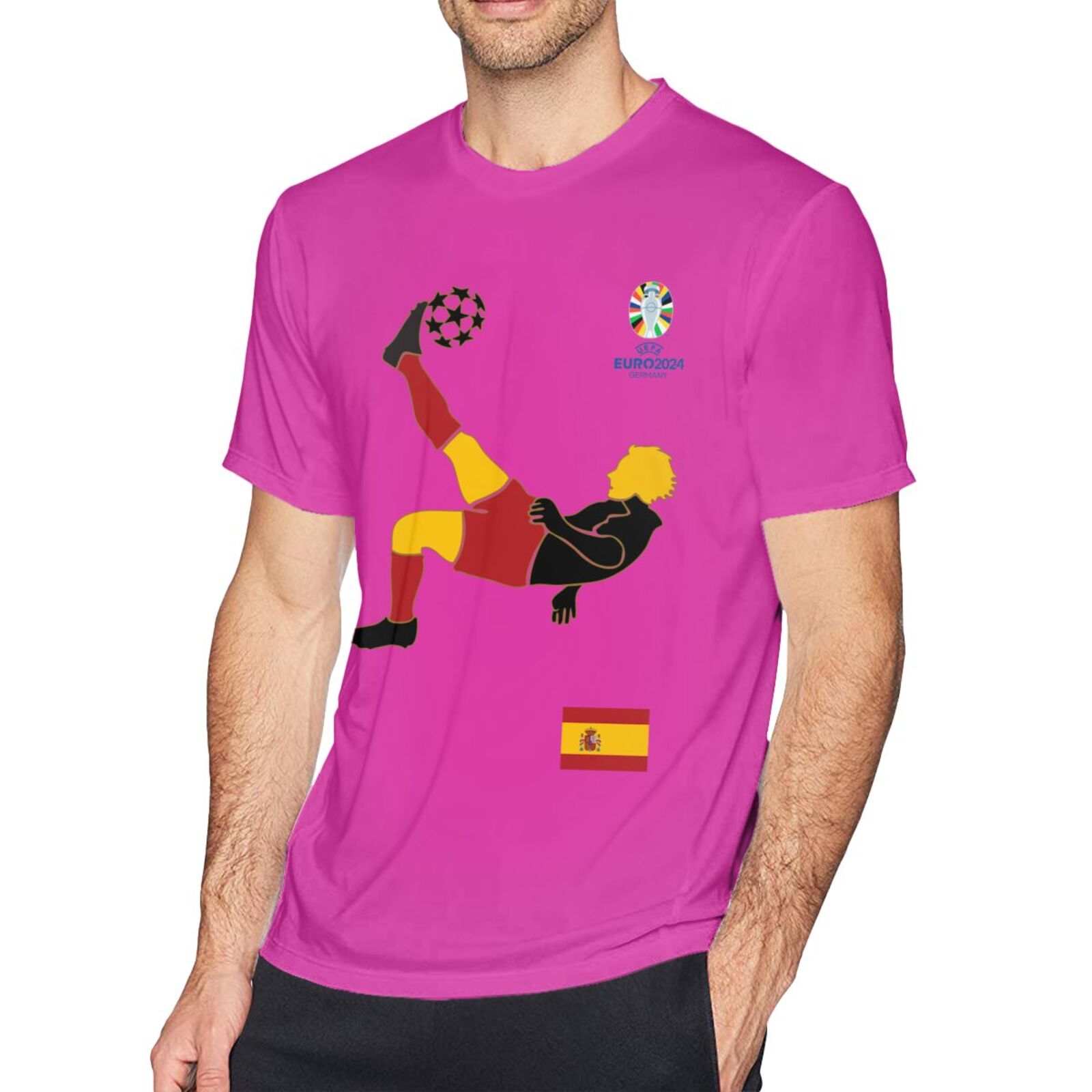 Men's Spain EURO 2024 Basic Short Sleeve T-Shirt BST1724 - Soccerfana