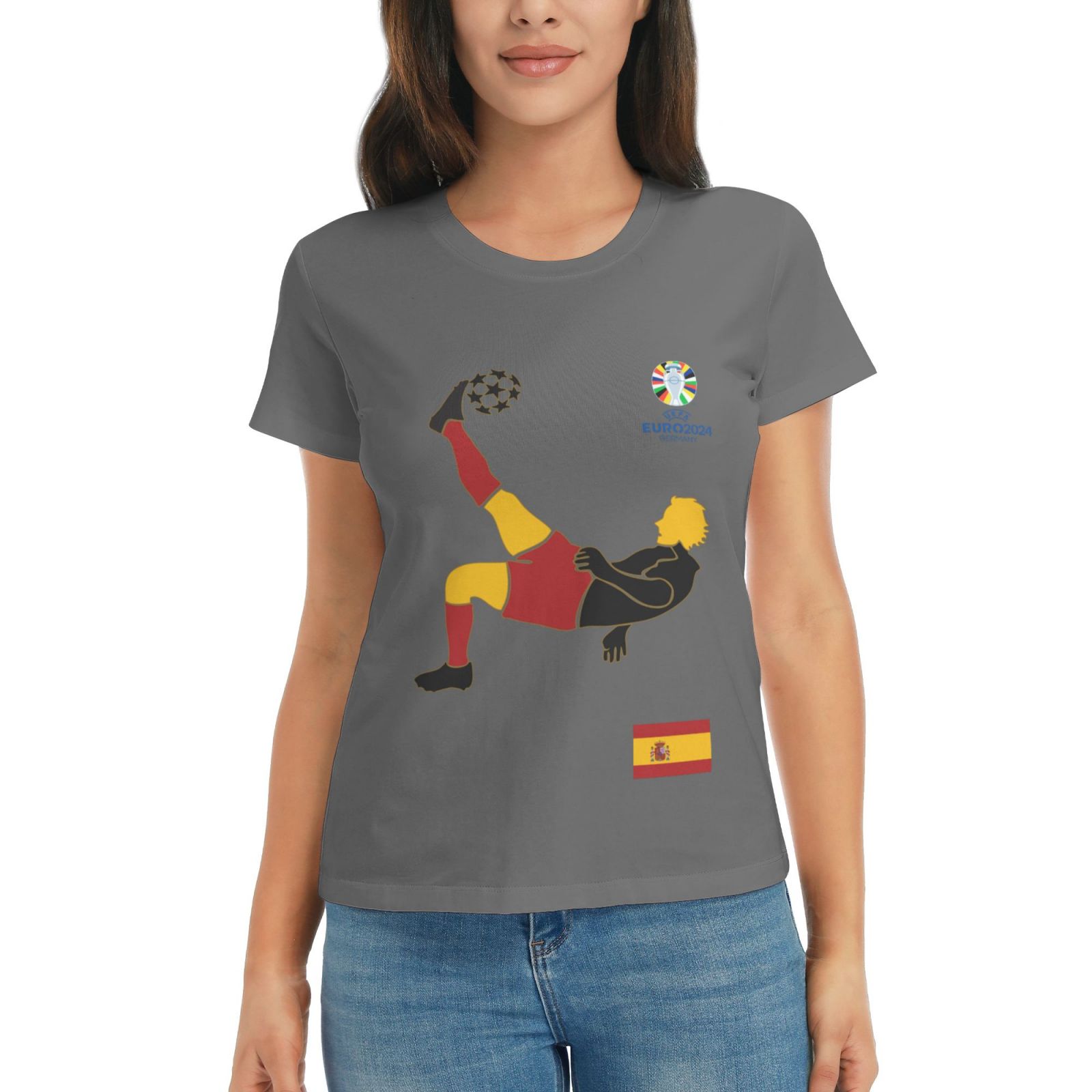 Women's Spain EURO 2024 Basic Short Sleeve T-Shirt WBT1725 - Soccerfana
