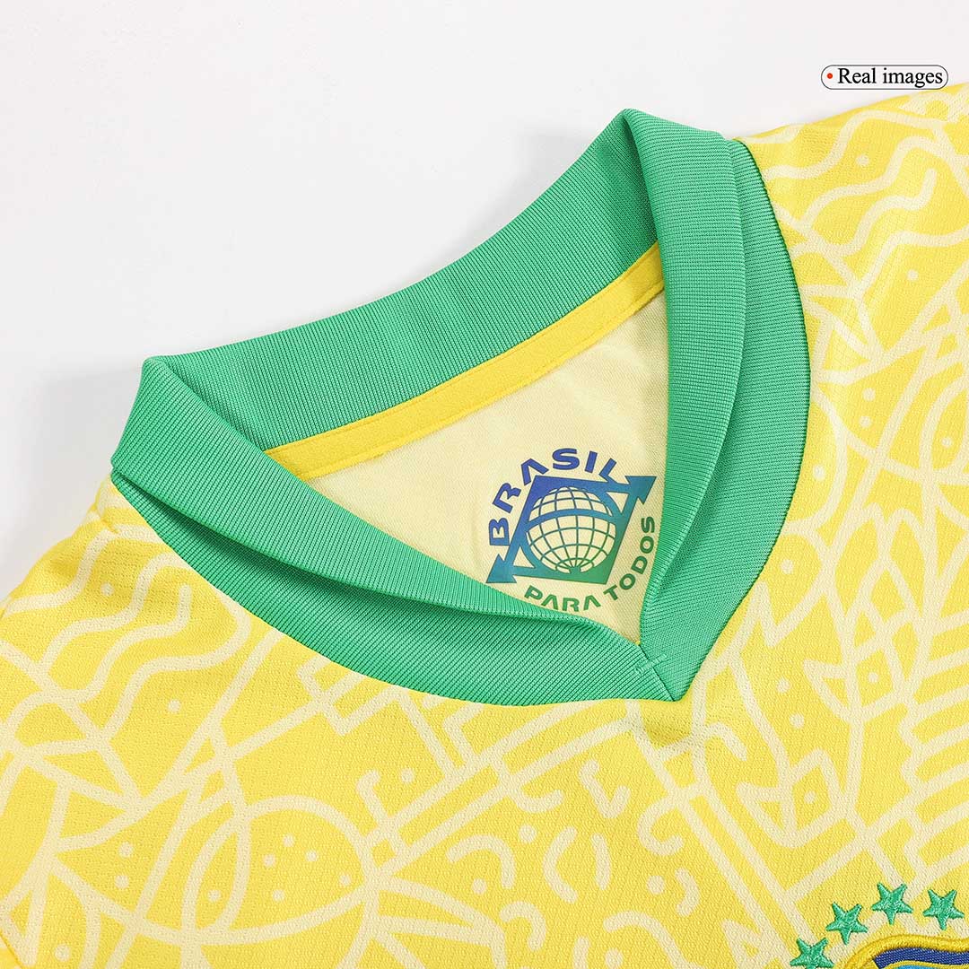Kid's Brazil Home Jersey+Shorts Copa America 2024 - Soccerfana