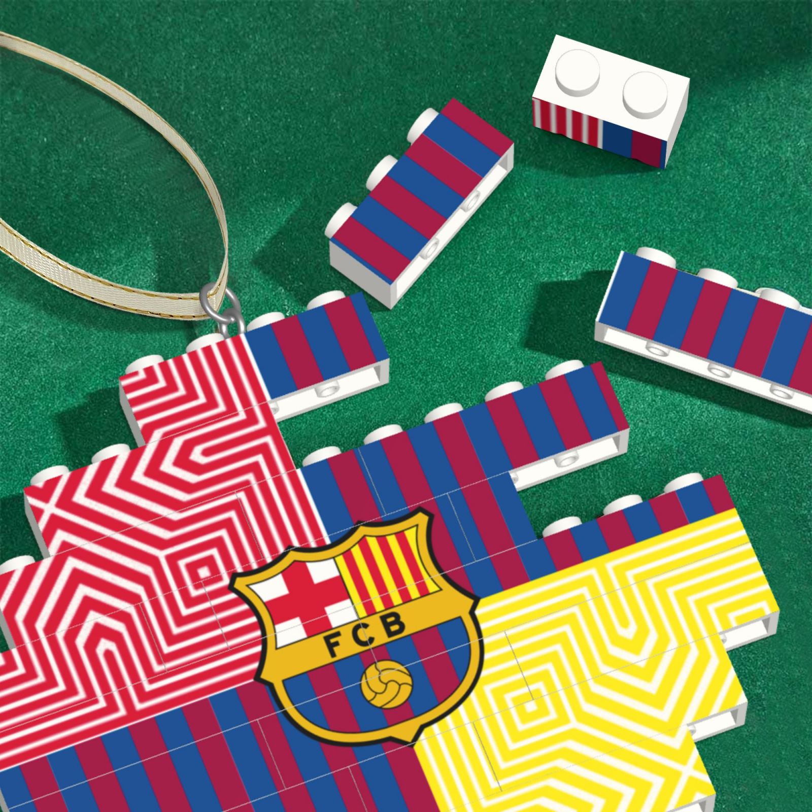 Barcelona Building Block Puzzle Ornament BBP1989 - Soccerfana