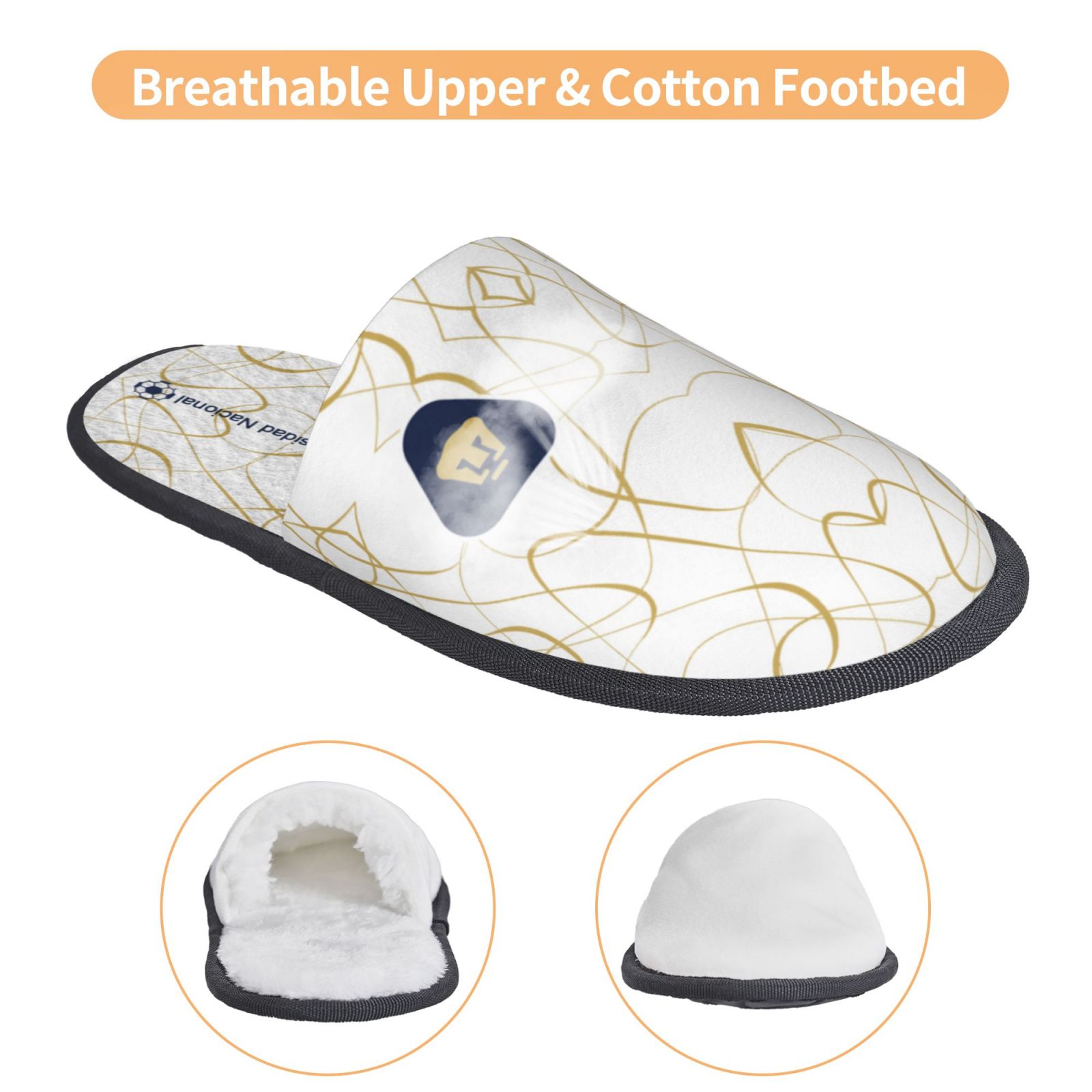 Pumas UNAM Cotton Slippers FSP2347 - Soccerfana