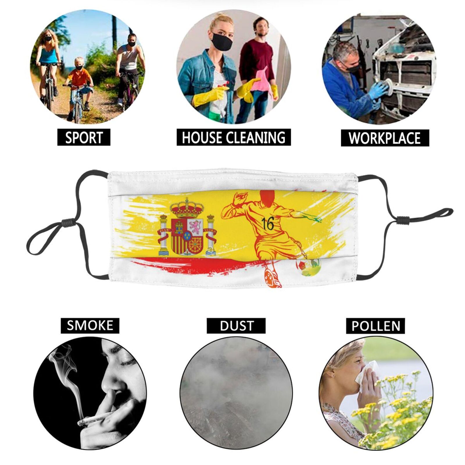 Spain EURO 2024 Adult Dust Mask DMK1759 - Soccerfana