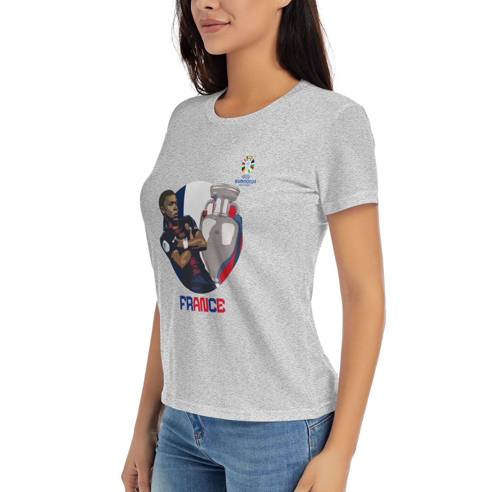 Women's France EURO 2024 Basic Short Sleeve T-Shirt WBT1730 - Soccerfana