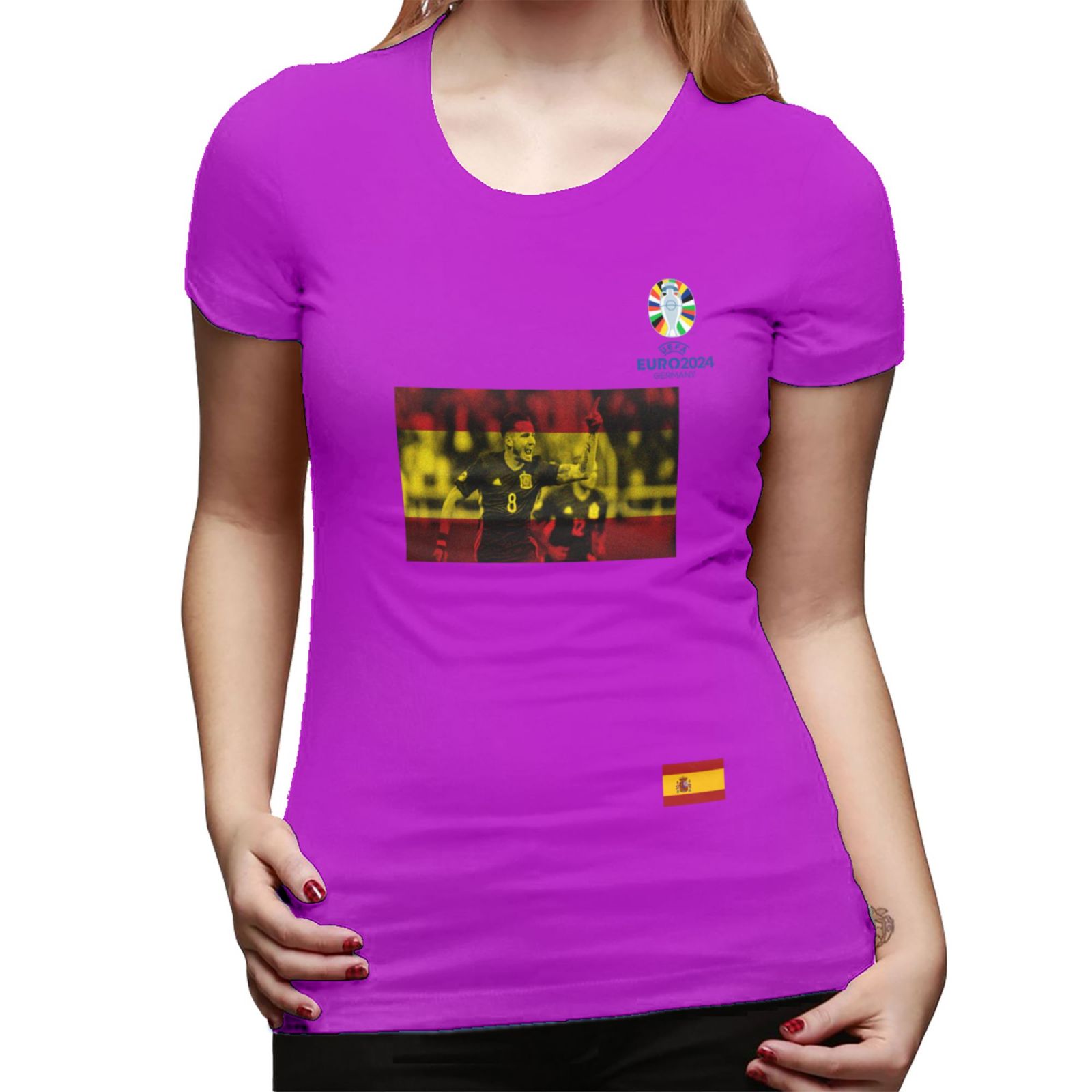 Women's Spain EURO 2024 Basic Short Sleeve T-Shirt WBT1740 - Soccerfana