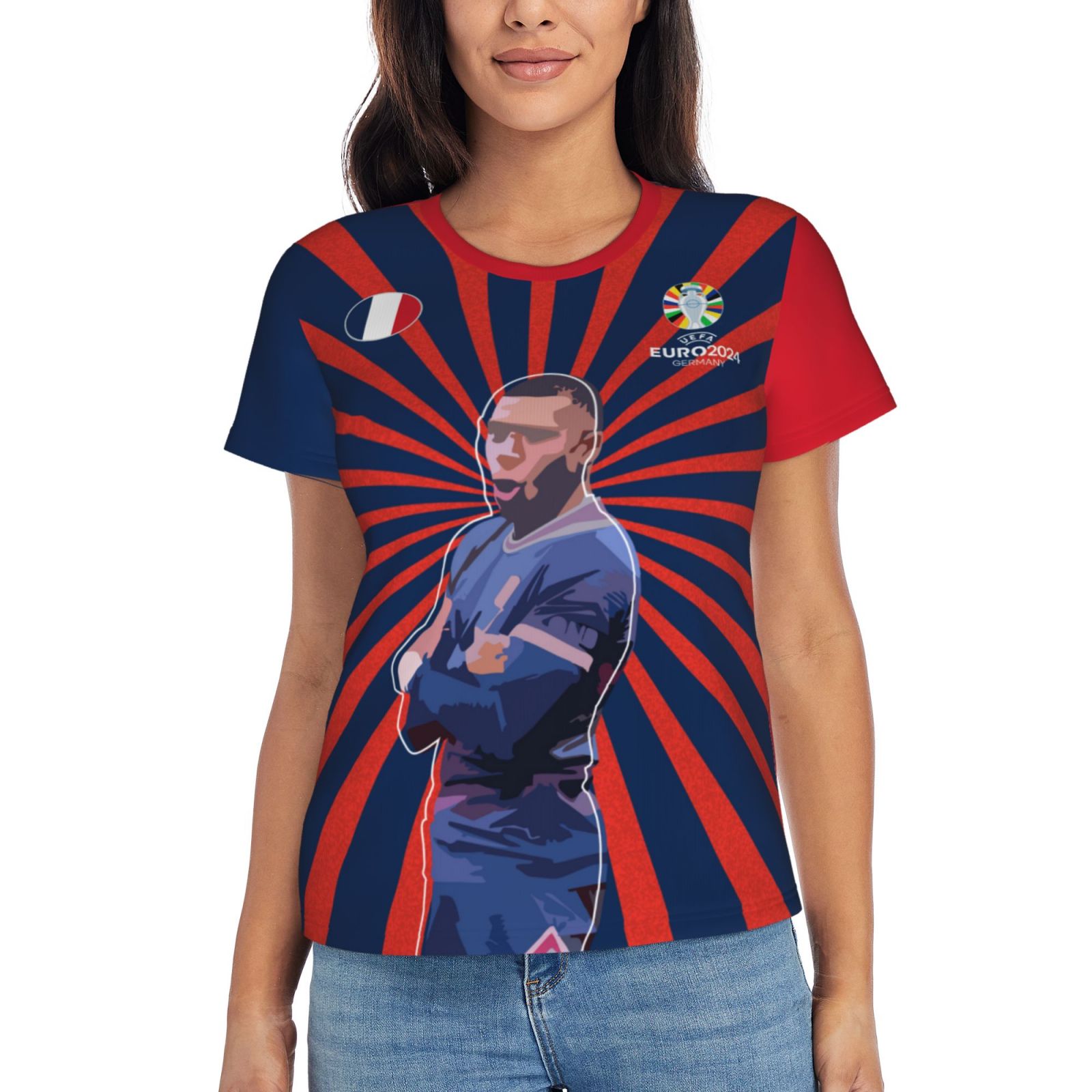 Women's France EURO 2024 Short Sleeve T-Shirt WST1720 - Soccerfana