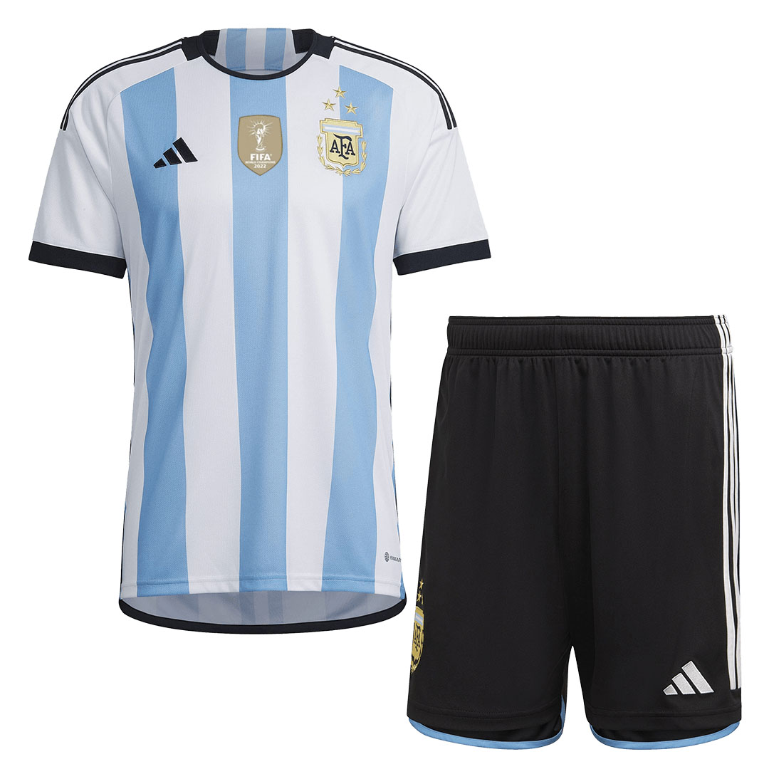 Kid's Argentina Home Jersey+Shorts World Cup 2022 - Soccerfana