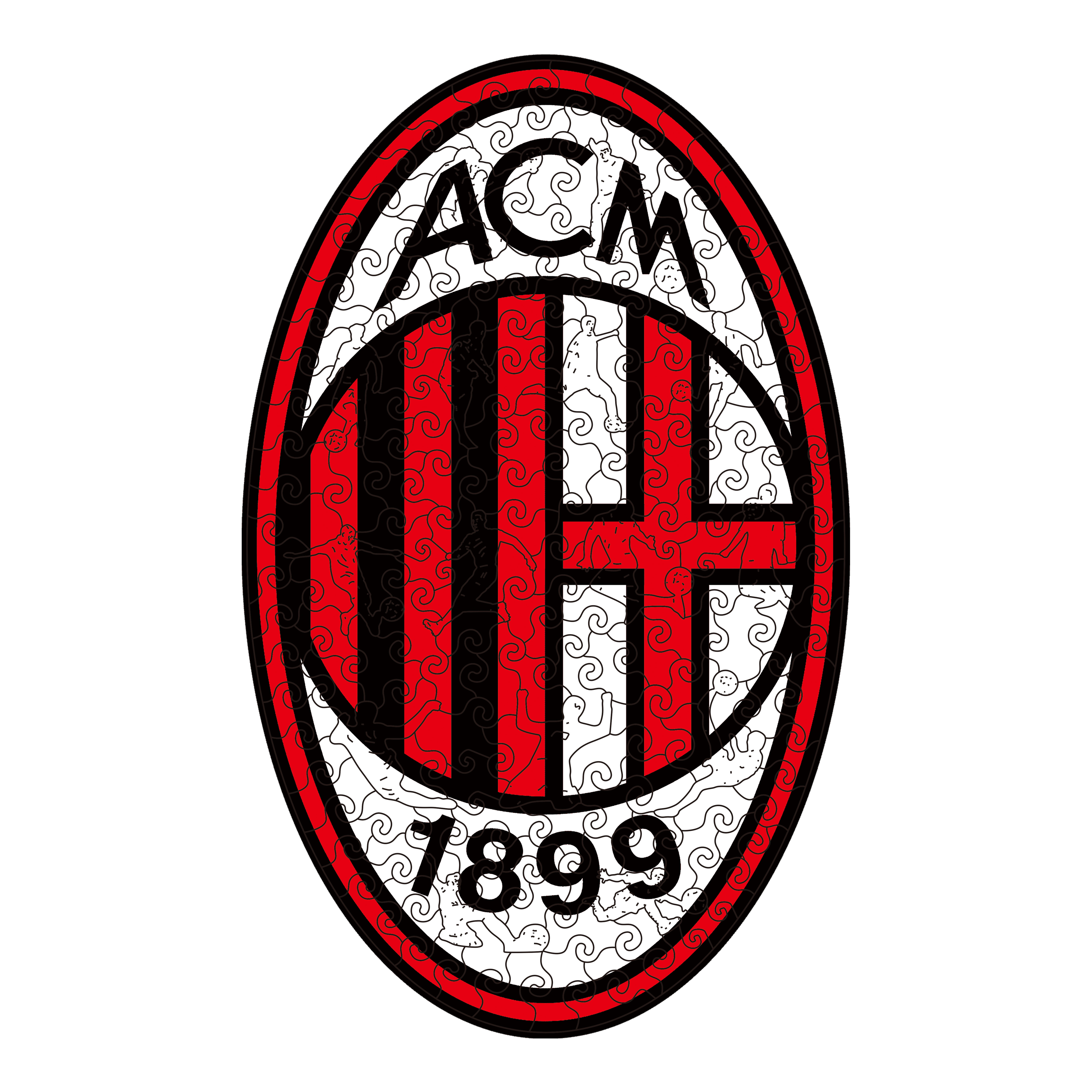 AC Milan Logo Wooden Jigsaw Puzzle - Soccerfana