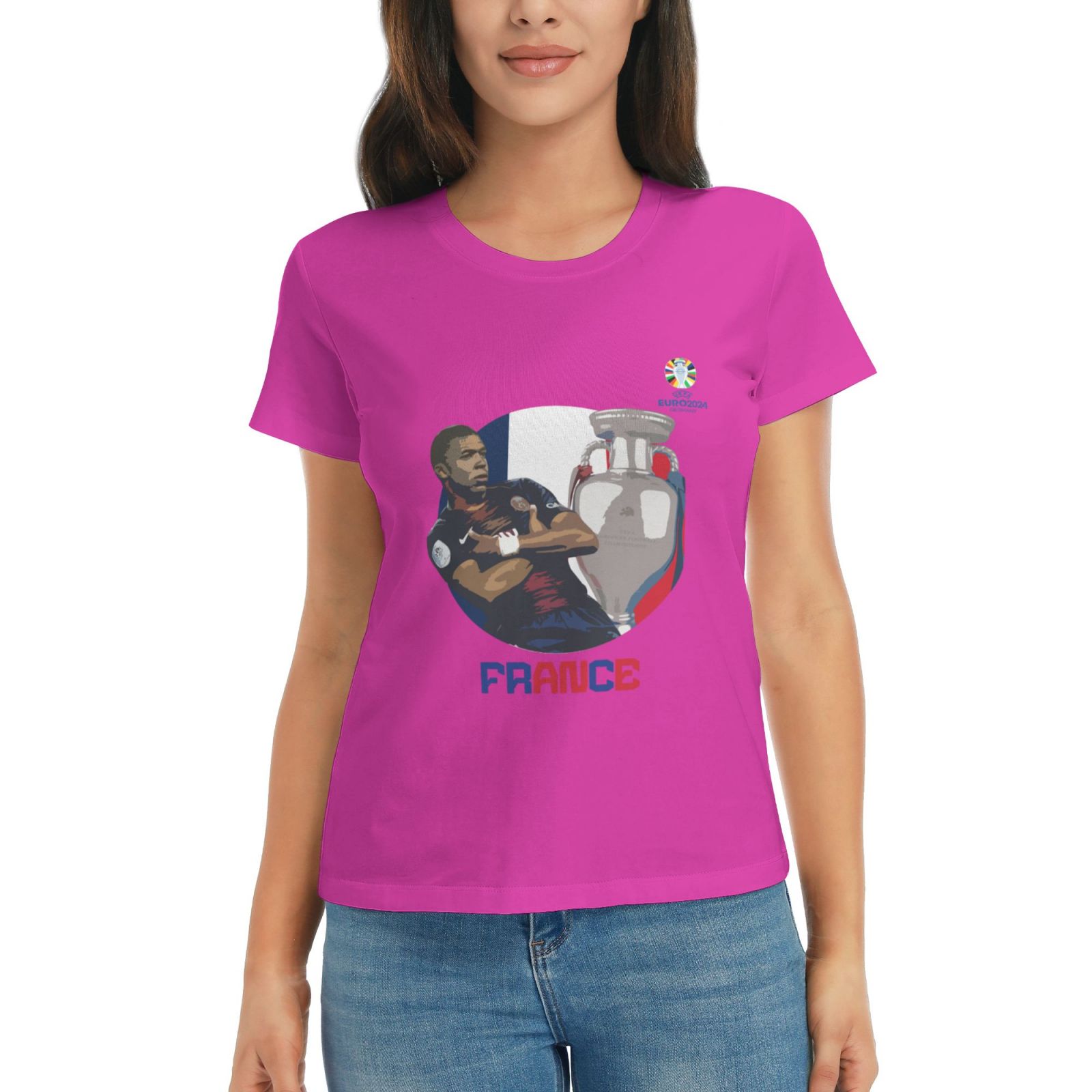 Women's France EURO 2024 Basic Short Sleeve T-Shirt WBT1730 - Soccerfana