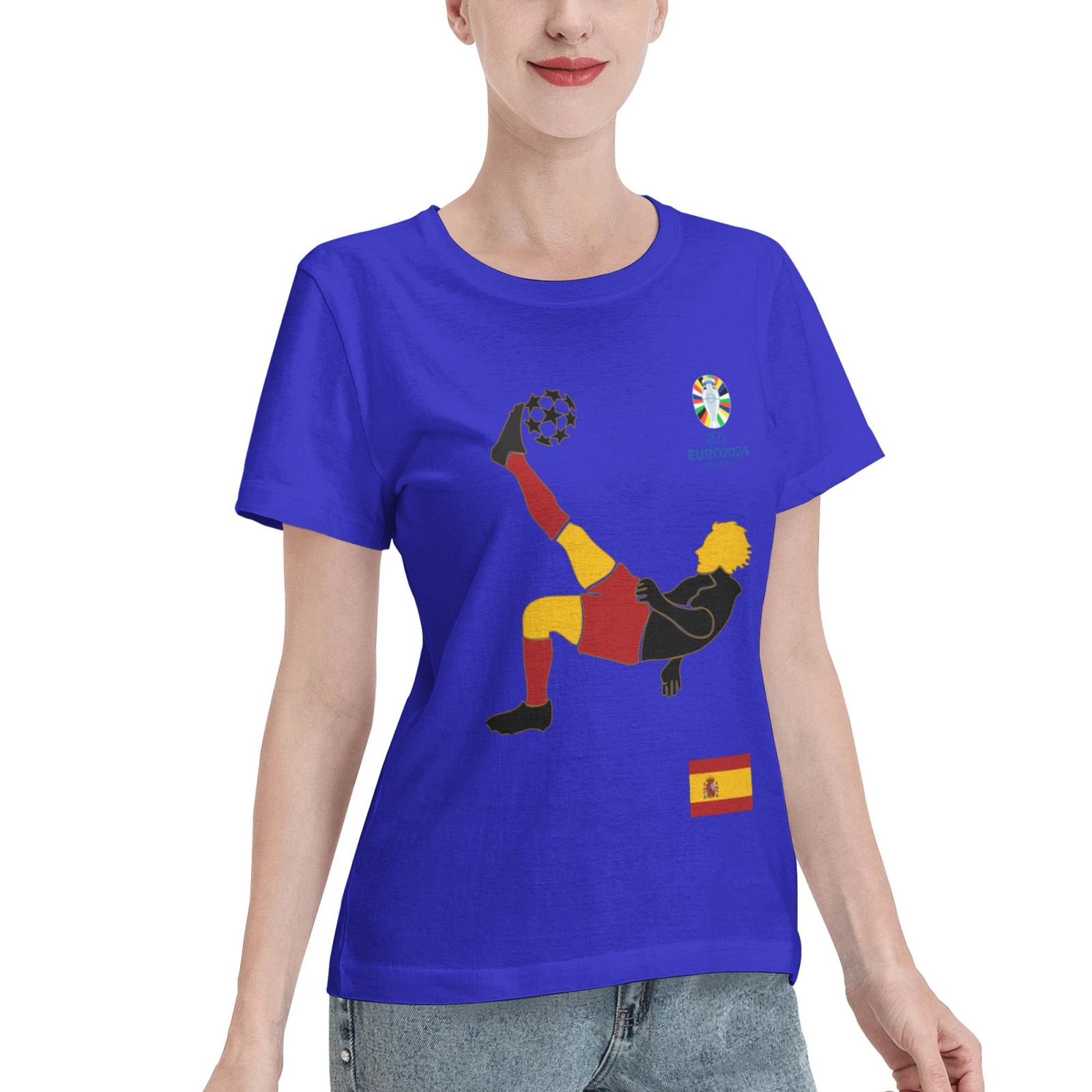 Women's Spain EURO 2024 Basic Short Sleeve T-Shirt WBT1725 - Soccerfana