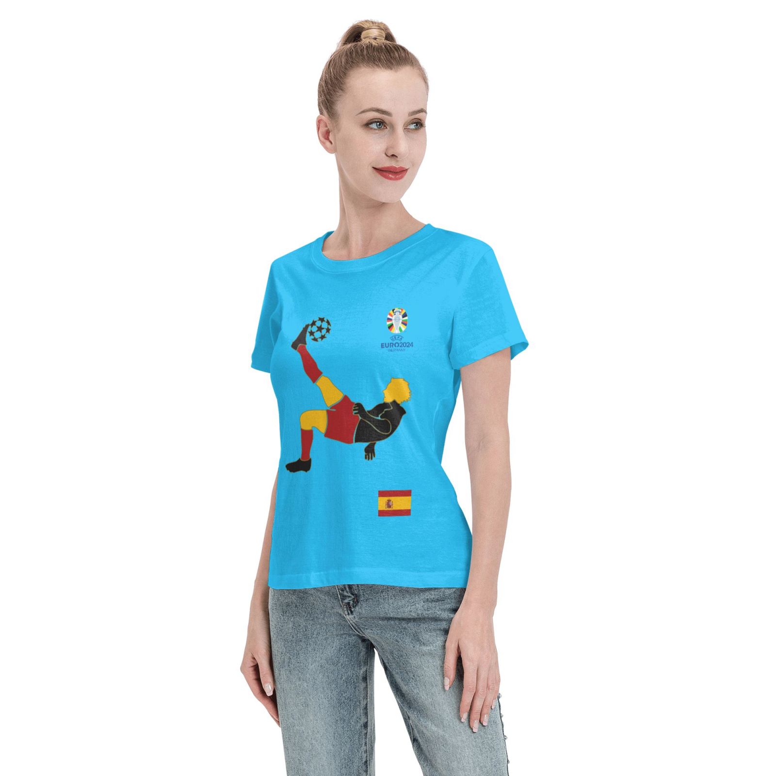 Women's Spain EURO 2024 Basic Short Sleeve T-Shirt WBT1725 - Soccerfana