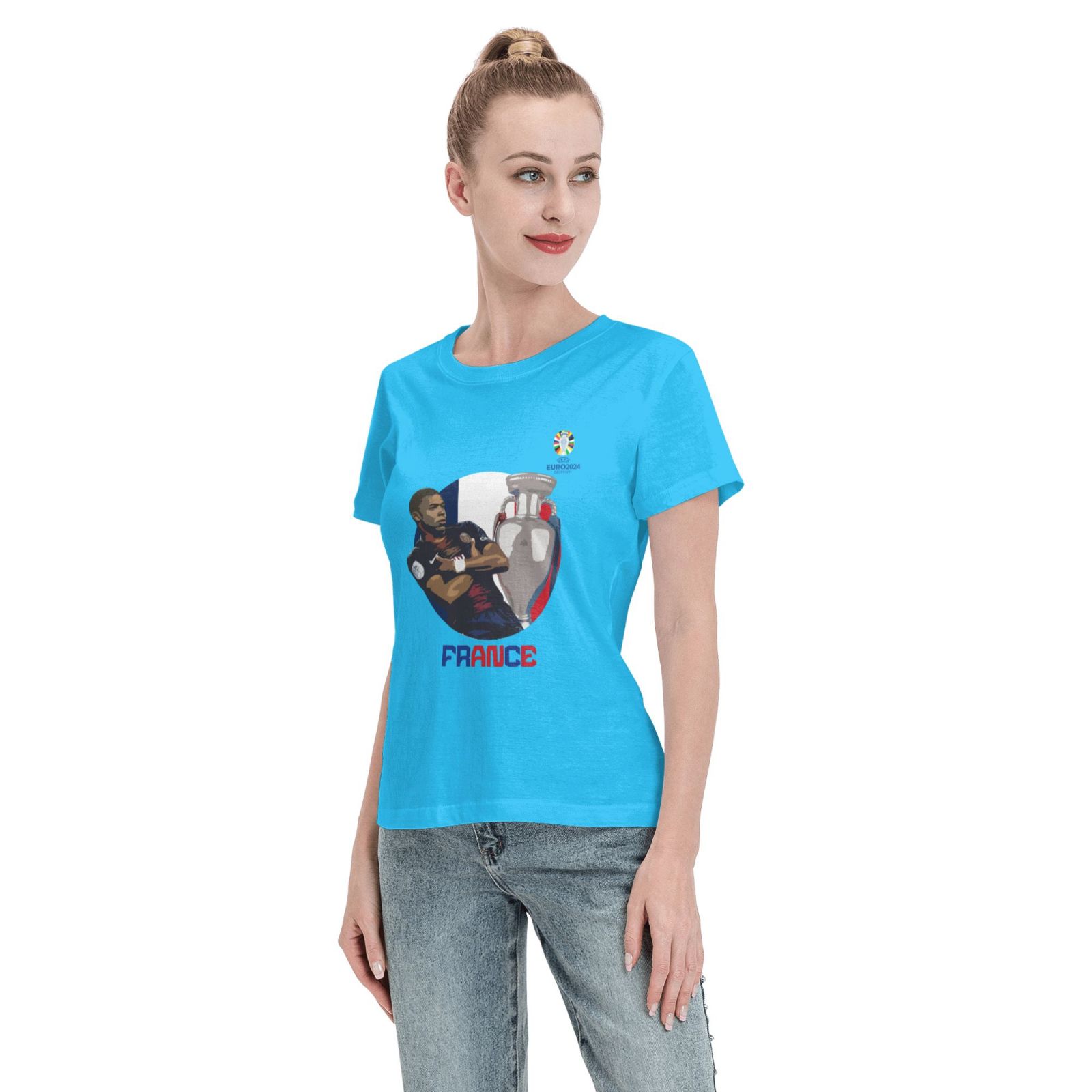 Women's France EURO 2024 Basic Short Sleeve T-Shirt WBT1730 - Soccerfana