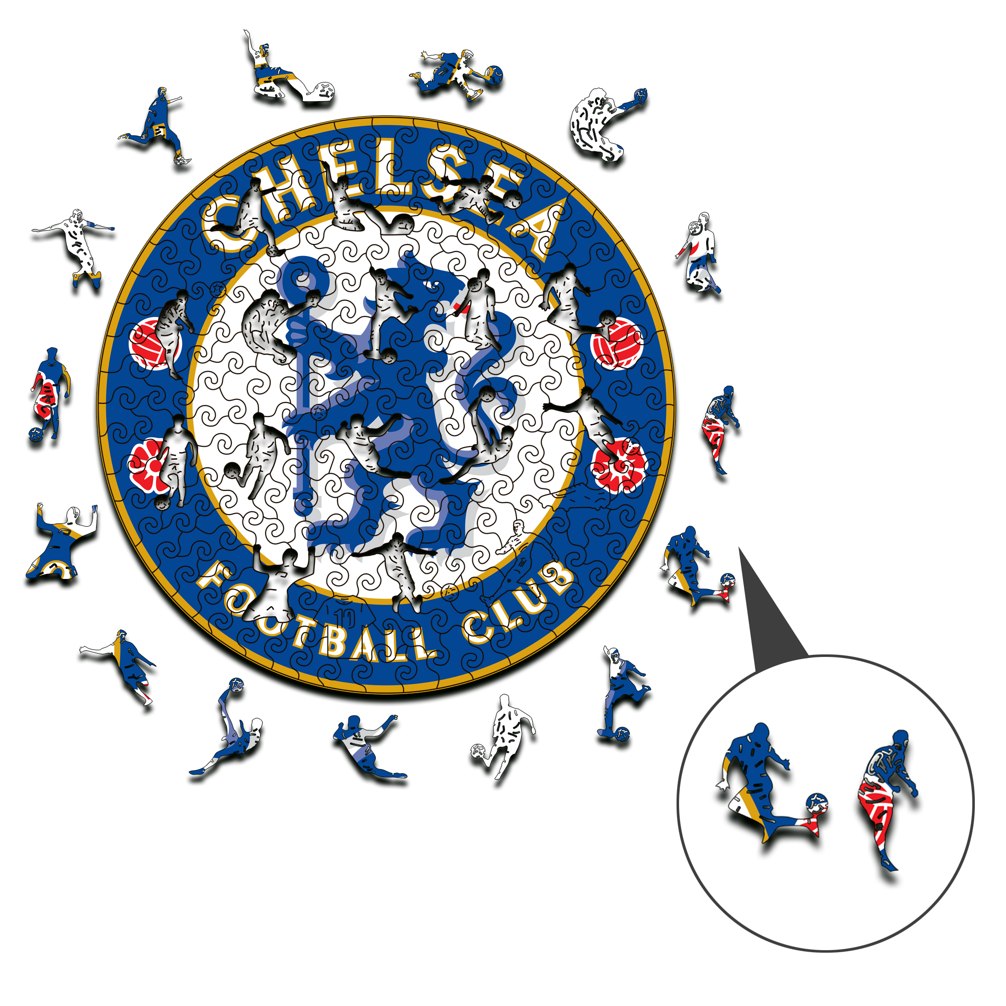 Chelsea Logo Wooden Jigsaw Puzzle - Soccerfana