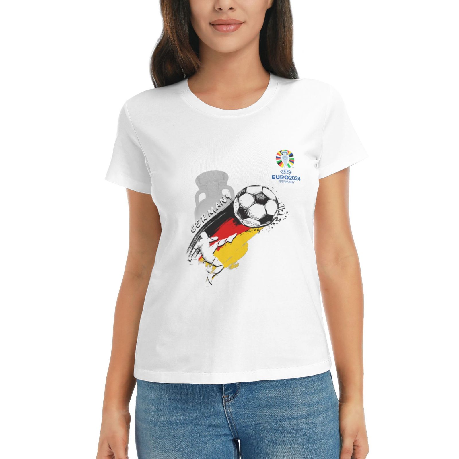 Women's Germany EURO 2024 Basic Short Sleeve T-Shirt WBT1680 - Soccerfana