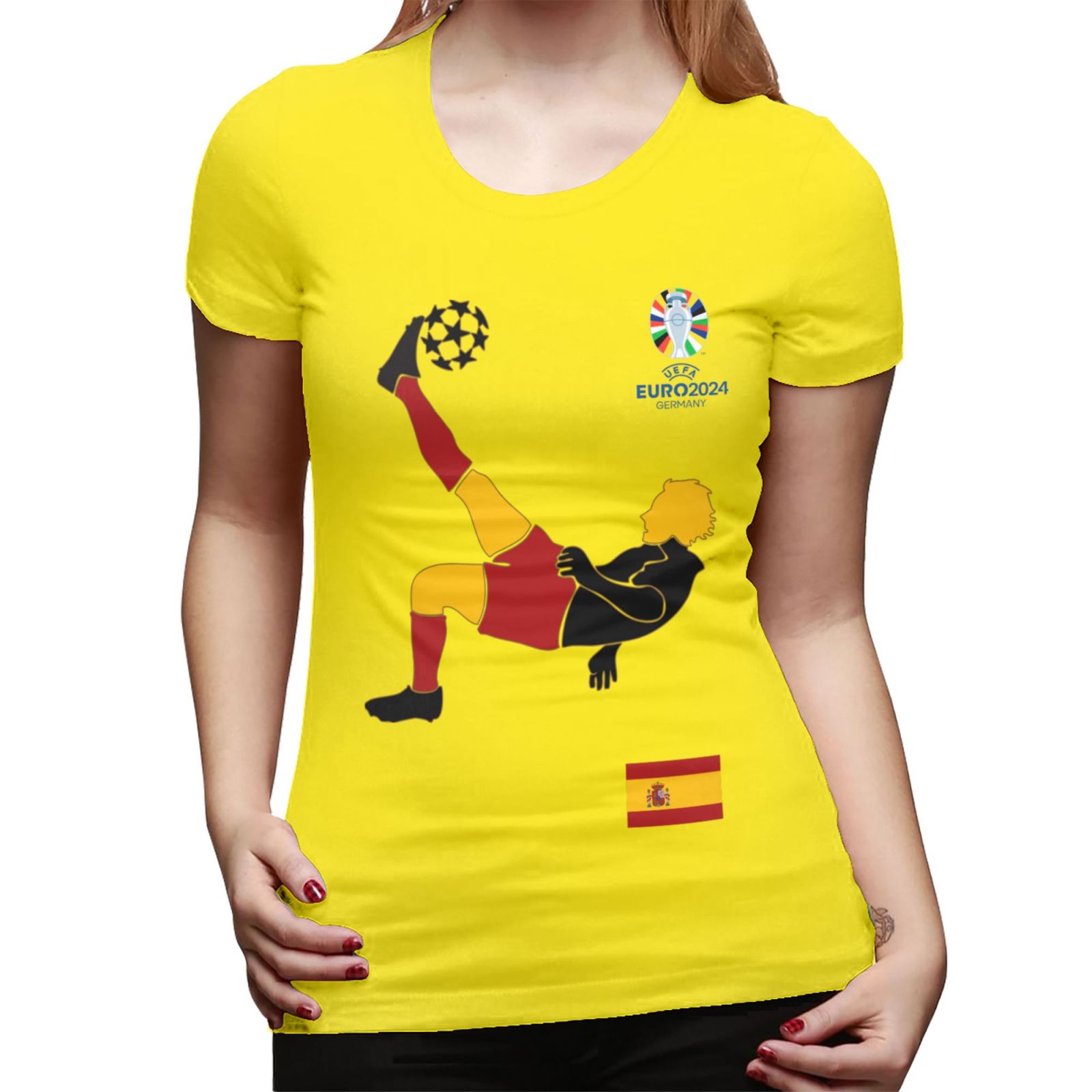 Women's Spain EURO 2024 Basic Short Sleeve T-Shirt WBT1725 - Soccerfana