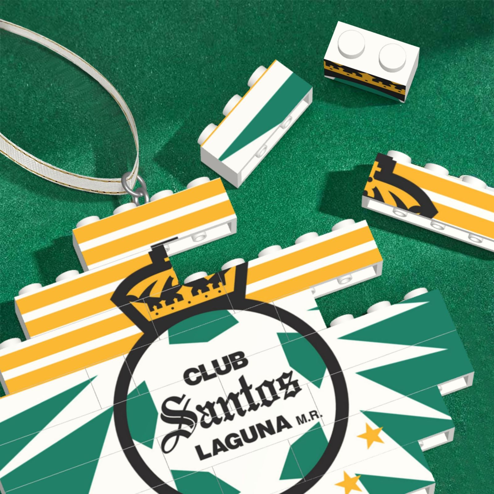 Santos Laguna Building Block Puzzle Ornament BBP2196 - Soccerfana